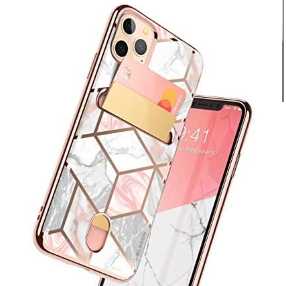 Luxurious Marble Geometric Phone Case - Pink and Gold